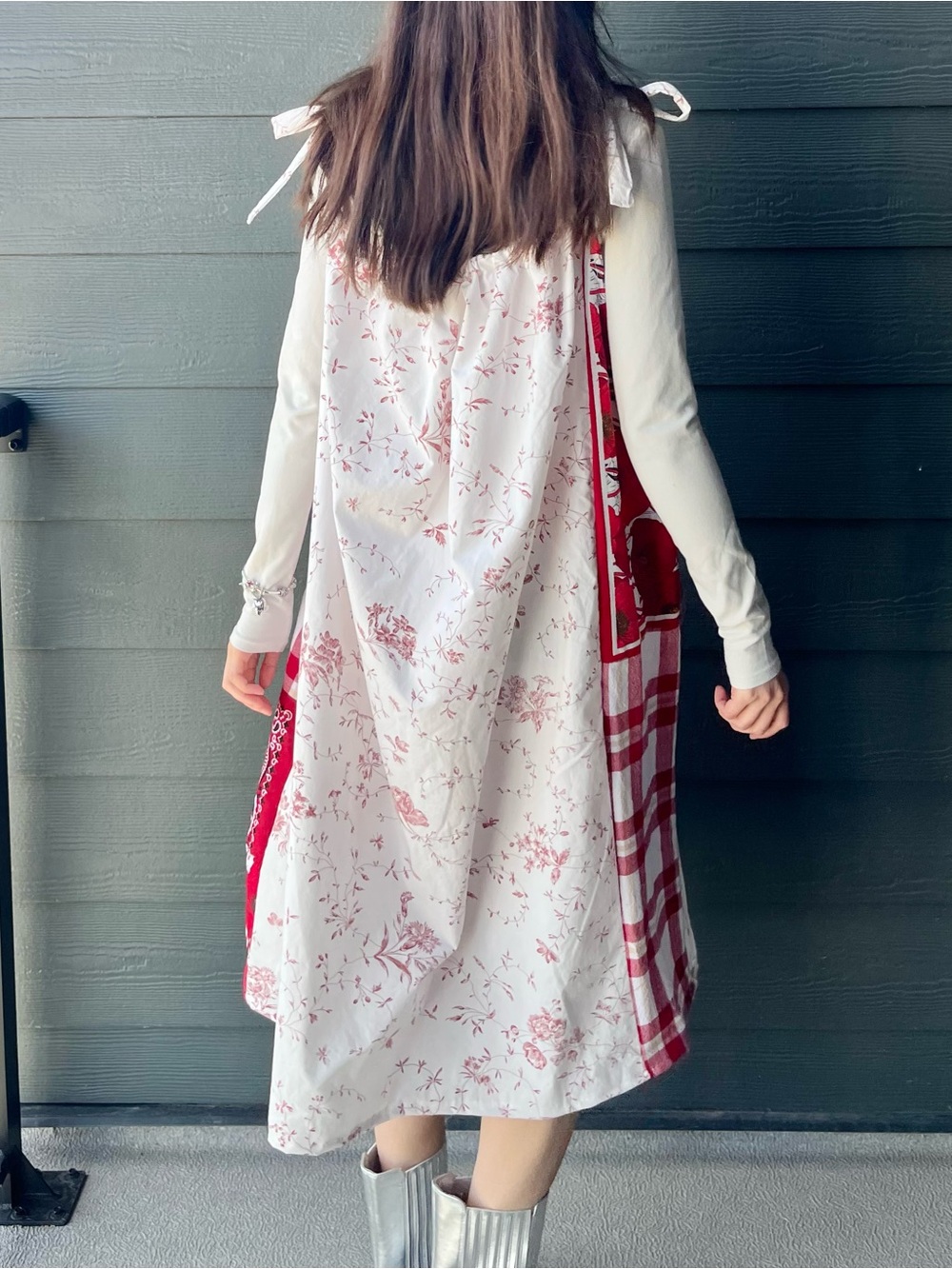 Handmade Quilted Flour Sack Patchwork Sundress with Shoulder Ties SKU 05037 - Picture 15 of 16